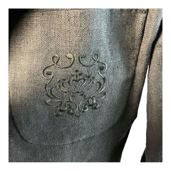 Harris Wallace Women's Vintage Black 100% Linen Blazer Jacket Size Petite - Picture 2 of 13